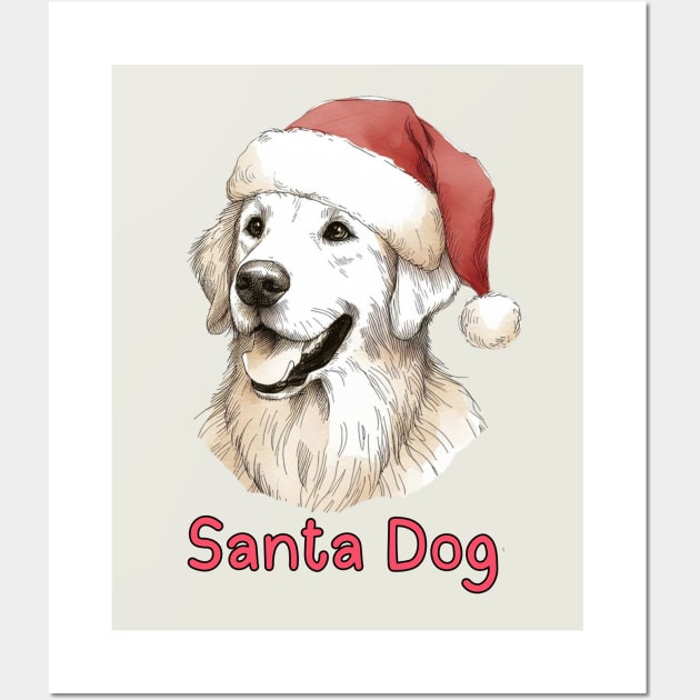 Santa Dog - Golden Retriever Wall Art by ZogDog Pro